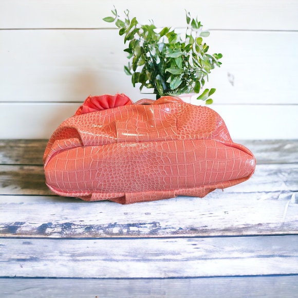 Coral Embossed Vinyl Handbag - Picture 5 of 6